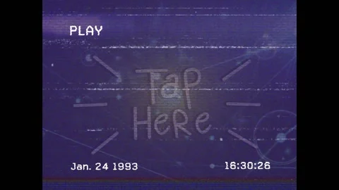 Animation of vhs glitch effect over tap here text and network of connections on Stock Footage 326032329