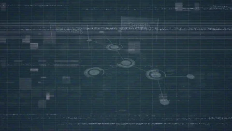 Animation of vhs glitch effect over network of multiple business concept texts Stock Footage 327002831