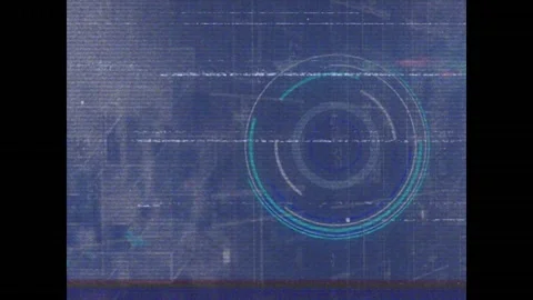 Animation of vhs glitch effect over round scanner and data processing against Stock Footage 329288861
