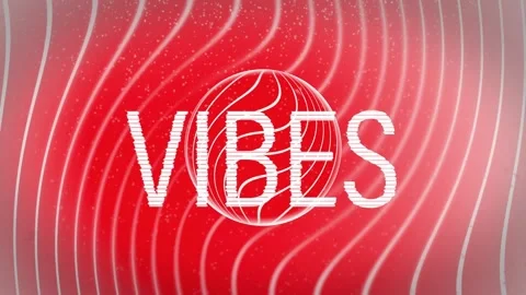 Animation of vibes text in white letters with sphere and curved parallel lines Stock Footage 164380942