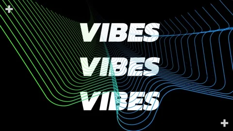 Animation of vibes text in white over colourful parallel communication lines on Stock Footage 327273656