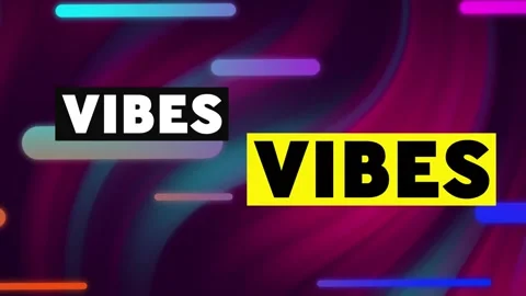 Animation of vibes texts over moving bars against multicolored wave pattern in Video stock 250315140