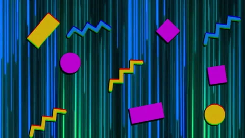 Animation of vibrant abstract shapes moving on black background Stock-Footage 310530228