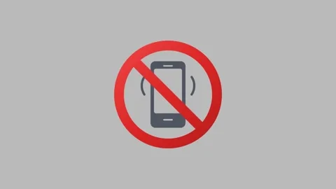 Animation of a vibrating smartphone inside a red prohibition sign. 4K Stock Footage 345495516