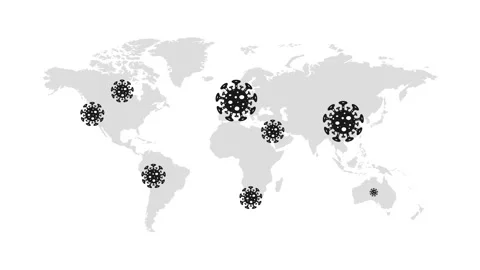 Animation video Coronavirus on the world map in China, Europe, USA Видео 139208970