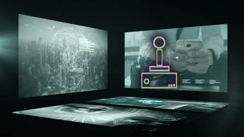 Animation of video game controller and financial data processing Stock Footage 329707400
