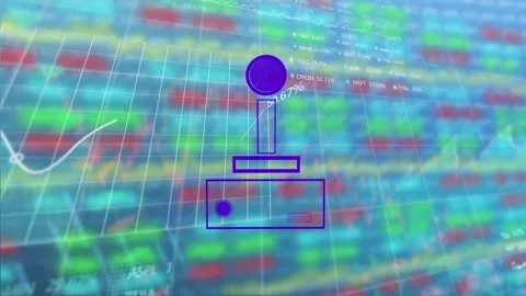 Animation of video game controller icon over financial and stock market data Stock Footage 325963045