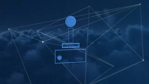 Animation of video game controller icon and network of connections over dark Stock Footage 328709692