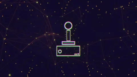 Animation of video game controller icon and network of connections against black Stock Footage 330658163