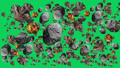 Animation video loop asteroid moving on green screen background Stock Footage 294512508