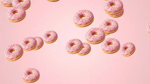 Animation video pink donut pattern on pastel background Stock-Footage 333840930