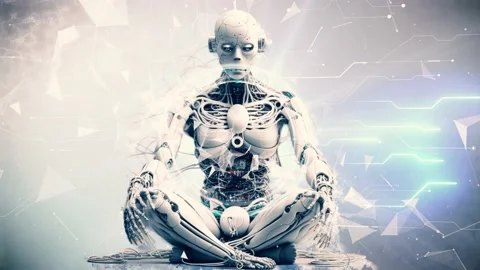Animation video of Robot in yoga pose. Ai concept footage. Stock Footage 230062620