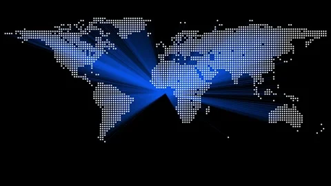 Animation video world map on black scree... | Stock Video | Pond5