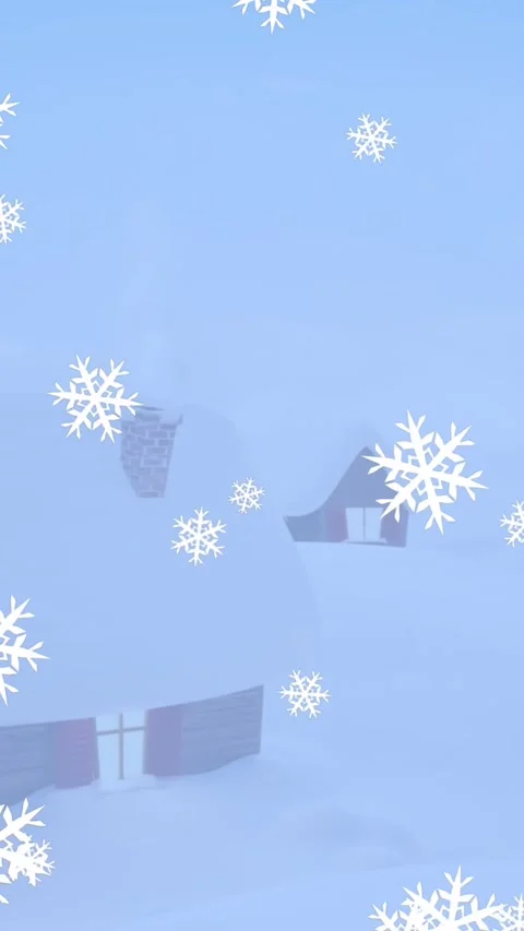 Animation of view of snowflake icons falling over winter landscape from wooden Stock Footage 344524715
