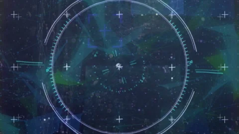 Animation of viewfinder, data and glitch in black digital space Stock Footage 312905799