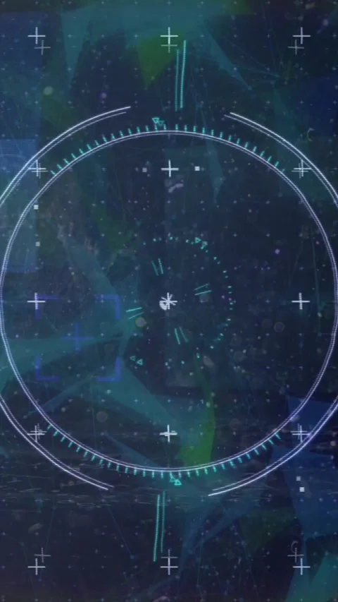Animation of viewfinder, data and glitch in black digital space Stock Footage 322880272