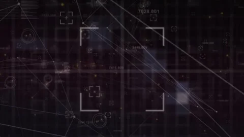 Animation of viewfinder over connected d... | Stock Video | Pond5