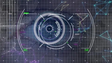 Animation of viewfinder over eye in back... | Stock Video | Pond5
