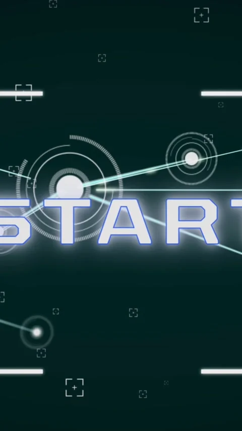 Animation of viewfinders with start text and connected dots on abstract Stock Footage 342010693