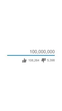 Animation of views and likes accumulating to 100 million with rising likes an Ilustración de archivo