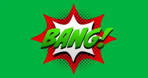Animation of vintage comic cartoon speech bubble with Bang! text written in Stock Footage 324892378