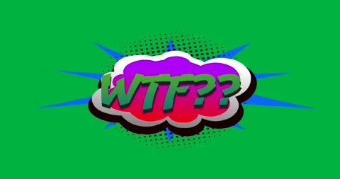 Animation of vintage comic cartoon speech bubble with WTF?? text written in Stock Footage 325366347