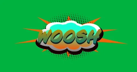 Animation of vintage comic cartoon speech bubble with Woosh text written in Stock Footage 325420182