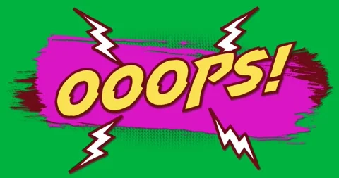 Animation of vintage comic cartoon speech bubble with Ooops! text written in Stock Footage 325420190