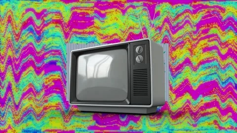 Animation of vintage tv over interferenc... | Stock Video | Pond5