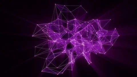 Animation of violet glowing plexus network transforming to neon text "XRP" Stock Footage 103114963