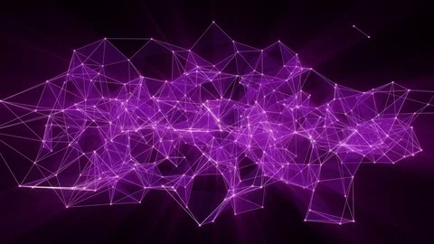 Animation of violet glowing plexus network transforming to neon text "Ethereum" Stock Footage 103115528