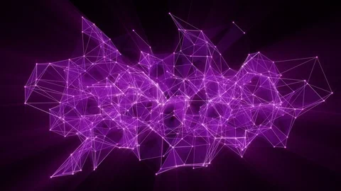 Animation of violet glowing plexus network transforming to neon text "Bitcoin" Stock Footage 103115918