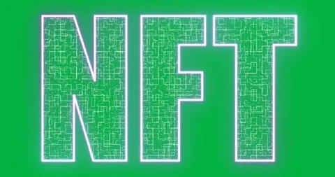 Animation of violet nft text on transparent background Video stock 318379388