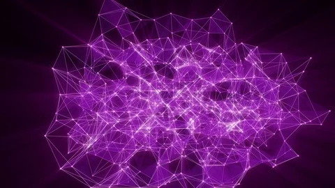 Animation of violet plexus network transforming to neon spanish text - Join us. Stock Footage 103291503
