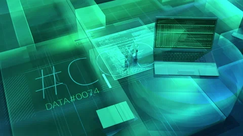 Animation of virtual digital programming and coding space. Stock Footage 135816675