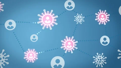 Animation Of Virus Being Connected By Small Dots To Human Population That Get Stock Footage 128488752