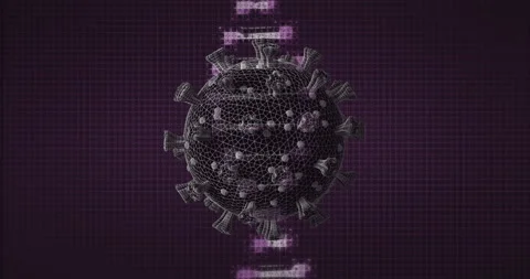 Animation of virus cell and dna strand over gray background Stock Footage 266478111