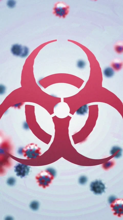 Animation of virus cells over biohazard symbol Stock-Footage 343503951