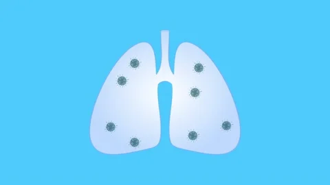 Animation virus in the lungs under a magnifying glass. Stock Footage 146809803
