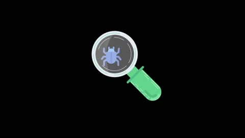 Animation virus scan icon isolate on black background. Stock Footage 214568123