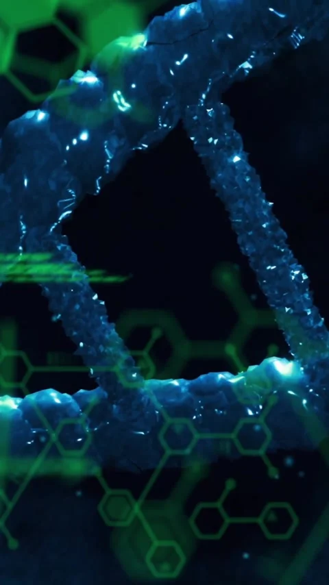 Animation of viruses, elements and data processing over dna on black background Stock Footage 343780014