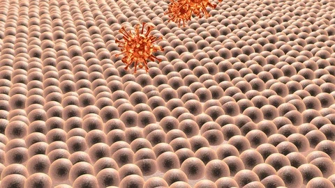 Animation of Viruses or Germs falling on Skin Stock-Footage 111693584