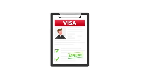 Animation of Visa Application Process with Approval Stamp Stock Footage 312454320