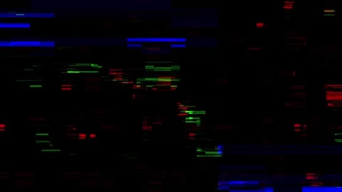 Animation of visual with glitched aesthetic on black background Stock Footage 302479077