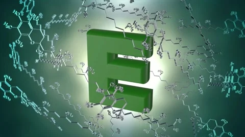 Animation of Vitamin E with its symbols Video stock 263141903