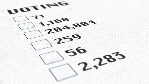 Animation of voting check list with votes numbers Stock Footage 94403791