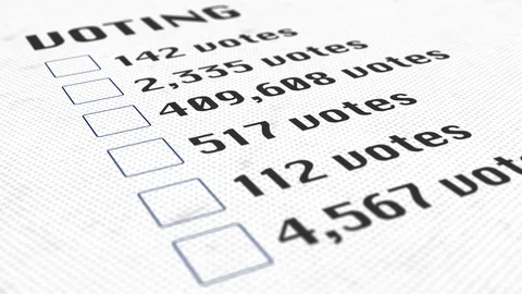 Animation of voting check list with votes numbers Stock Footage 94403866