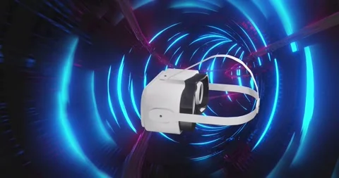 Animation of vr headset over tunnel with... | Stock Video | Pond5
