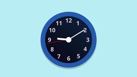 Animation of a wall analog clock. Clock with moving hands and camera zooming Stock Footage 313457849