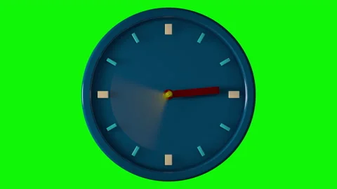 Animation wall clock. Animation 3D Timelapse. Green Background Видео 198516435